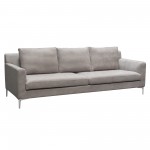 Seattle Loose Back Sofa in Grey Polyester Fabric w/ Polished Silver Metal Leg by Diamond Sofa