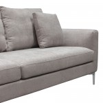 Seattle Loose Back Sofa in Grey Polyester Fabric w/ Polished Silver Metal Leg by Diamond Sofa