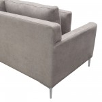 Seattle Loose Back Loveseat in Grey Polyester Fabric w/ Polished Silver Metal Leg by Diamond Sofa