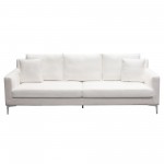 Seattle Loose Back Sofa in White Linen w/ Polished Silver Metal Leg by Diamond Sofa