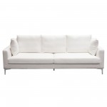 Seattle Loose Back Sofa in White Linen w/ Polished Silver Metal Leg by Diamond Sofa