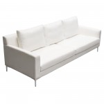 Seattle Loose Back Sofa in White Linen w/ Polished Silver Metal Leg by Diamond Sofa