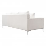 Seattle Loose Back Sofa in White Linen w/ Polished Silver Metal Leg by Diamond Sofa