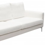 Seattle Loose Back Sofa in White Linen w/ Polished Silver Metal Leg by Diamond Sofa