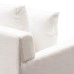 Seattle Loose Back Sofa in White Linen w/ Polished Silver Metal Leg by Diamond Sofa