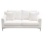 Seattle Loose Back Loveseat in White Linen w/ Polished Silver Metal Leg by Diamond Sofa