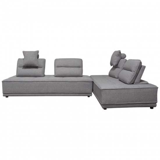 Slate 2PC Lounge Seating Platforms with Moveable Backrest Supports in Grey Polyester Fabric by Diamond Sofa