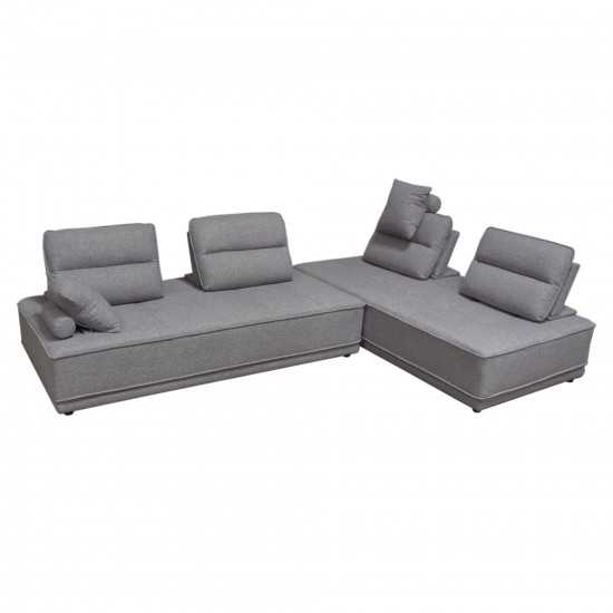 Slate 2PC Lounge Seating Platforms with Moveable Backrest Supports in Grey Polyester Fabric by Diamond Sofa