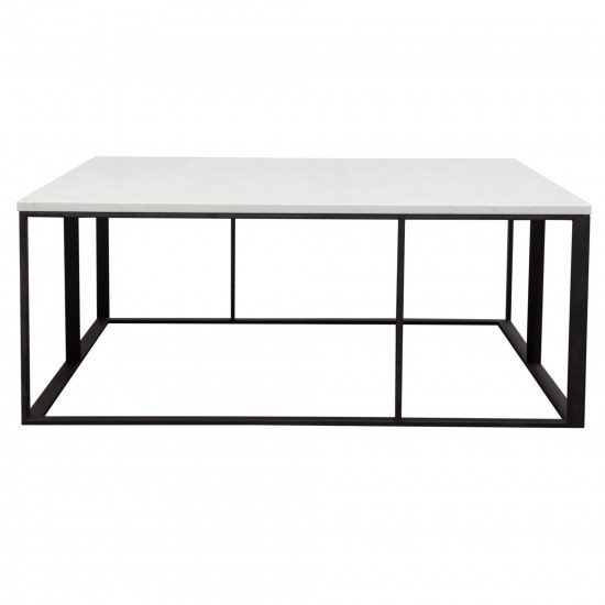 Surface Square Cocktail Table w/ Engineered Marble Top & Black Powder Coated Metal Base by Diamond Sofa