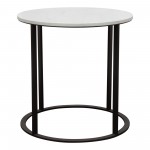 Surface Round End Table w/ Engineered Marble Top & Black Powder Coated Metal Base by Diamond Sofa