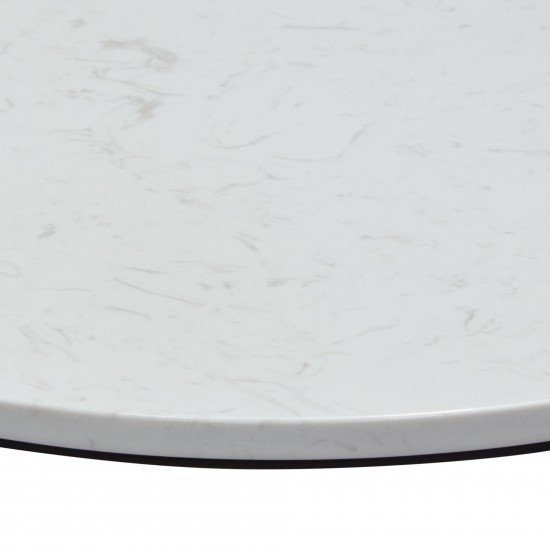 Surface Round End Table w/ Engineered Marble Top & Black Powder Coated Metal Base by Diamond Sofa