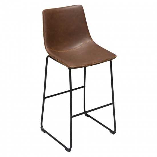Theo Set of (2) Bar Height Chairs in Chocolate Leatherette w/ Black Metal Base by Diamond Sofa