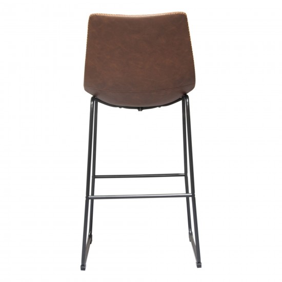 Theo Set of (2) Bar Height Chairs in Chocolate Leatherette w/ Black Metal Base by Diamond Sofa