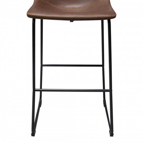 Theo Set of (2) Bar Height Chairs in Chocolate Leatherette w/ Black Metal Base by Diamond Sofa