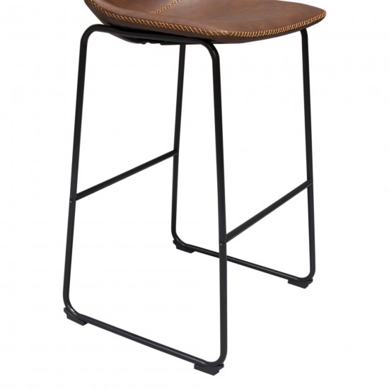 Theo Set of (2) Bar Height Chairs in Chocolate Leatherette w/ Black Metal Base by Diamond Sofa