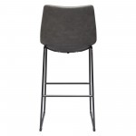 Theo Set of (2) Bar Height Chairs in Weathered Grey Leatherette w/ Black Metal Base by Diamond Sofa