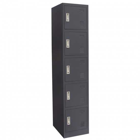 5-Door Metal Storage Locker Cabinet with Key Lock Entry by Diamond Sofa - Grey