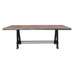 Artesia Solid Acacia Wood Top Dining Table with Live Edge in Espresso Finish & Black Iron Base by Diamond Sofa