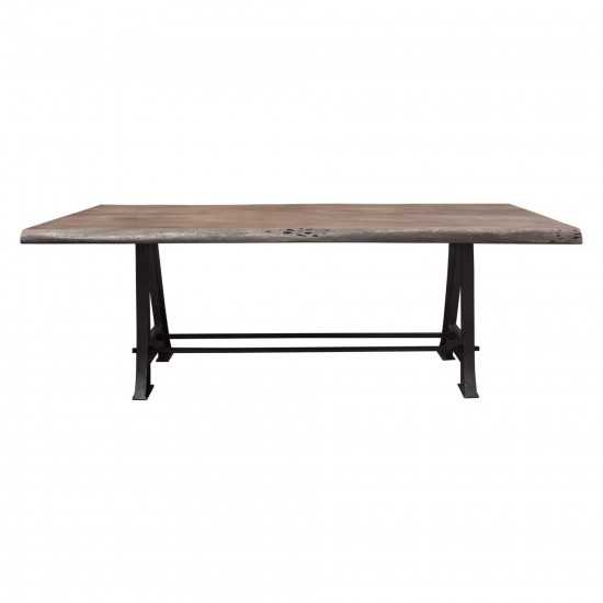 Artesia Solid Acacia Wood Top Dining Table with Live Edge in Espresso Finish & Black Iron Base by Diamond Sofa