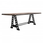 Artesia Solid Acacia Wood Top Dining Table with Live Edge in Espresso Finish & Black Iron Base by Diamond Sofa