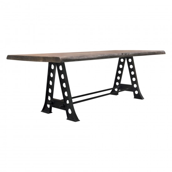 Artesia Solid Acacia Wood Top Dining Table with Live Edge in Espresso Finish & Black Iron Base by Diamond Sofa