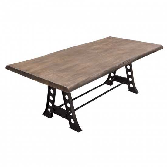 Artesia Solid Acacia Wood Top Dining Table with Live Edge in Espresso Finish & Black Iron Base by Diamond Sofa