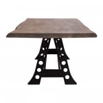 Artesia Solid Acacia Wood Top Dining Table with Live Edge in Espresso Finish & Black Iron Base by Diamond Sofa