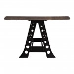 Artesia Solid Acacia Wood Top Dining Table with Live Edge in Espresso Finish & Black Iron Base by Diamond Sofa