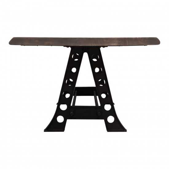 Artesia Solid Acacia Wood Top Dining Table with Live Edge in Espresso Finish & Black Iron Base by Diamond Sofa