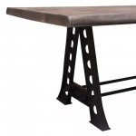Artesia Solid Acacia Wood Top Dining Table with Live Edge in Espresso Finish & Black Iron Base by Diamond Sofa