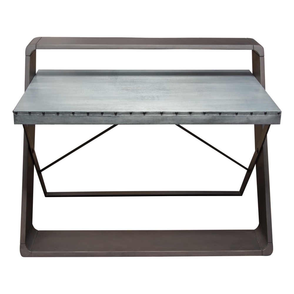 Barclay Zinc Top Writing Desk w/ Mango Wood & Iron Base by Diamond Sofa