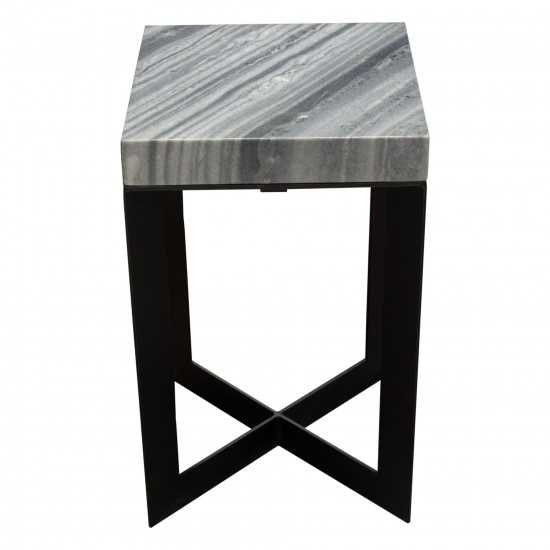 Blaine Accent Table w/ Genuine Grey Marble Top w/ Black Iron Base by Diamond Sofa