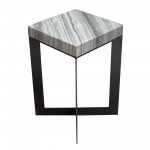 Blaine Accent Table w/ Genuine Grey Marble Top w/ Black Iron Base by Diamond Sofa