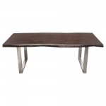 Bowen Solid Acacia Wood Top Dining Table with Live Edge in Espresso Finish w/ Nickel Plated Base by Diamond Sofa