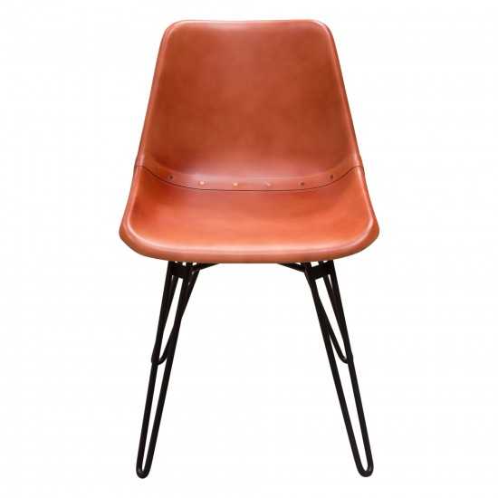 Camden Dining Chair in Genuine Clay Leather w/ Black Powder Coat Hairpin Leg by Diamond Sofa