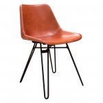 Camden Dining Chair in Genuine Clay Leather w/ Black Powder Coat Hairpin Leg by Diamond Sofa