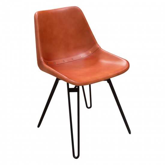 Camden Dining Chair in Genuine Clay Leather w/ Black Powder Coat Hairpin Leg by Diamond Sofa