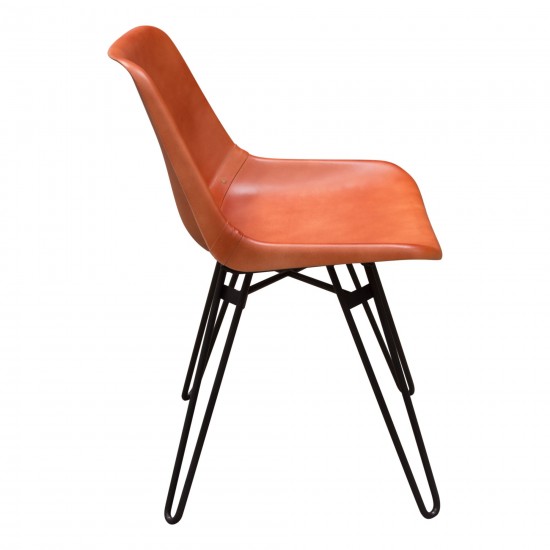 Camden Dining Chair in Genuine Clay Leather w/ Black Powder Coat Hairpin Leg by Diamond Sofa