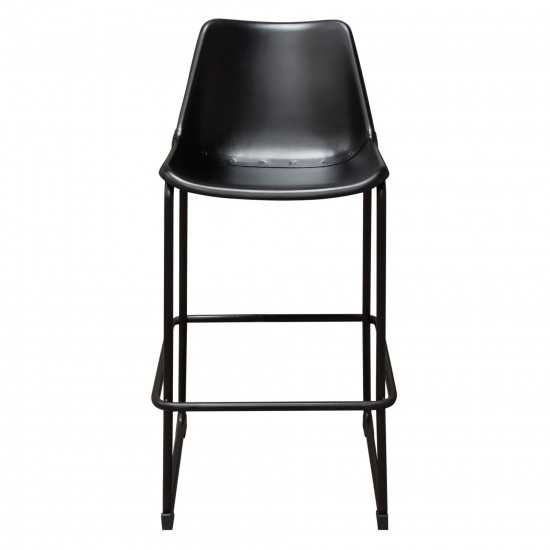 Camden Bar Height Chair in Genuine Black Leather w/ Black Powder Coat Base by Diamond Sofa