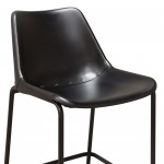 Camden Bar Height Chair in Genuine Black Leather w/ Black Powder Coat Base by Diamond Sofa