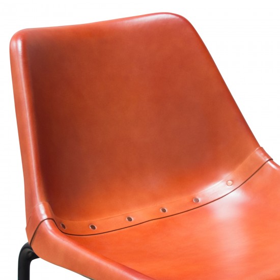 Camden Bar Height Chair in Genuine Clay Leather w/ Black Powder Coat Base by Diamond Sofa