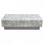 Gemini Genuine White Quartz Cocktail Table w/ Antique Silver Finished Base by Diamond Sofa