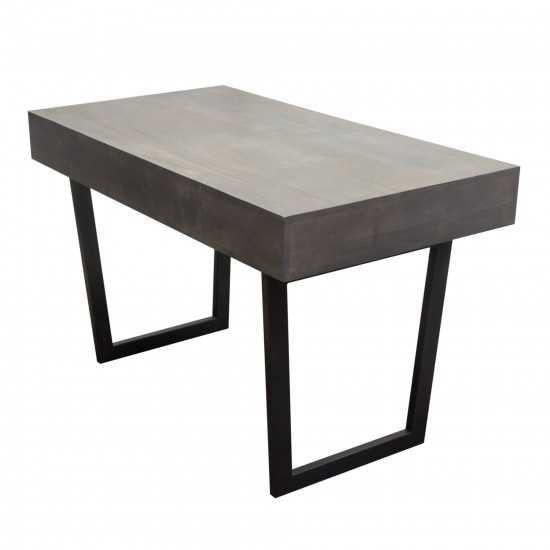 Hammond 2-Drawer Writing Desk in Solid Mango Wood Grey Finish & Black Iron Legs by Diamond Sofa