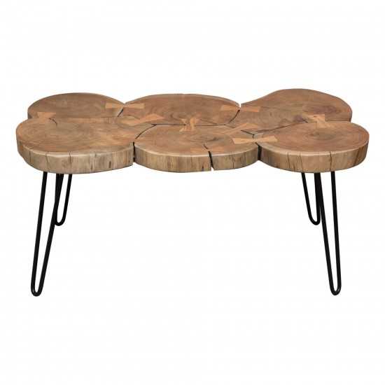 Joss Natural Acacia One of a Kind Live Edge Rectangle Cocktail Table w/ Black Hairpin Legs by Diamond Sofa