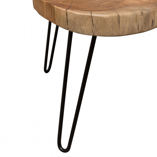 Joss Natural Acacia One of a Kind Live Edge Rectangle Cocktail Table w/ Black Hairpin Legs by Diamond Sofa