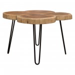 Joss Natural Acacia One of a Kind Live Edge Square Cocktail Table w/ Black Hairpin Legs by Diamond Sofa