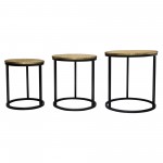 Legion 3PC Nesting Set of Accent Tables w/ Hammered Brass Tops & Black Iron Base by Diamond Sofa