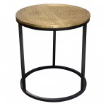 Legion 3PC Nesting Set of Accent Tables w/ Hammered Brass Tops & Black Iron Base by Diamond Sofa