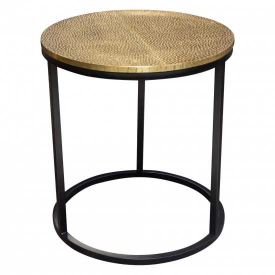 Legion 3PC Nesting Set of Accent Tables w/ Hammered Brass Tops & Black Iron Base by Diamond Sofa