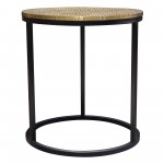Legion 3PC Nesting Set of Accent Tables w/ Hammered Brass Tops & Black Iron Base by Diamond Sofa